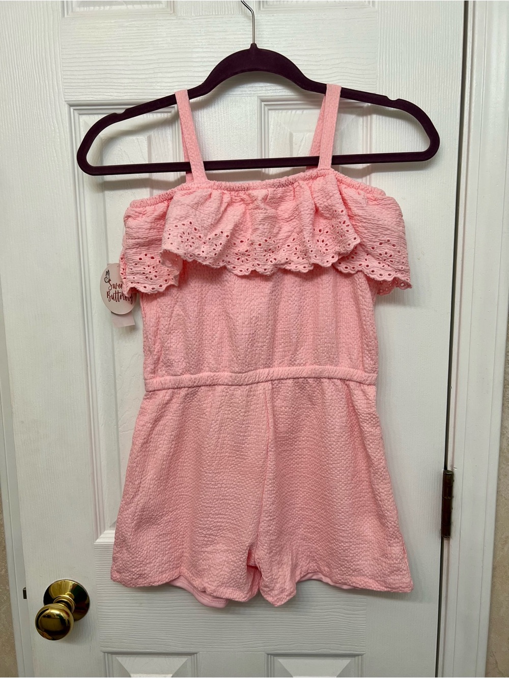 Girls' Pink Ruffle Romper - Picture 2 of 2